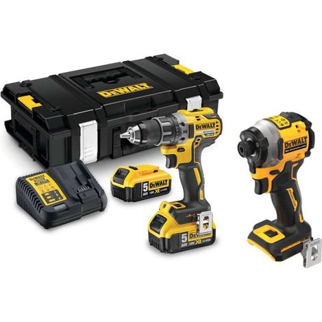 DeWALT - 18V Akku-Bohrschrauber und Schlagschrauber-Set, 2x 5,0 Ah Li-Ion Akku, Ladegerät DCD791P2A (1/5)