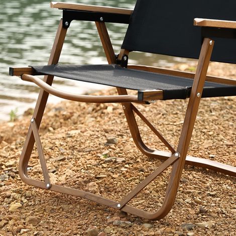 Lot en bois pliable portable en alliage d'aluminium, couleur bois, chaise de camping extérieur Kermit pliable, noir, taille petite (1/3)