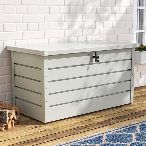 120CM Garden Storage Box Chest Lockable Tool Organizer, White (1/5)