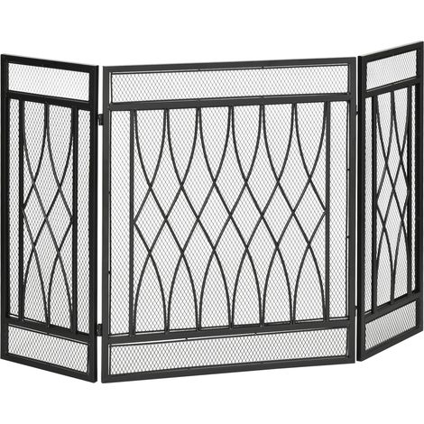 Pare avec charnières et cadre métallique décoratif 126 x 3 x 80 cm Noir pliable 126 x 3 x 80 cm oir pour salon Pare-feu pliant panneaux (1/5)