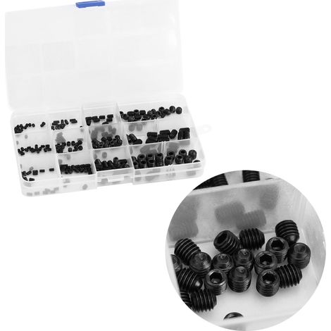 Jeu de 240 vis sans tête hexagonales en acier au carbone avec étui en plastique (1/5)