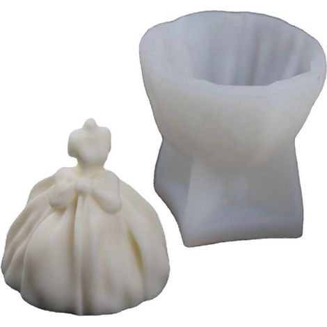 Moule à bougie en forme de robe de mariée 3D - Collection Mariée - Moules en silicone pour la pâtisserie