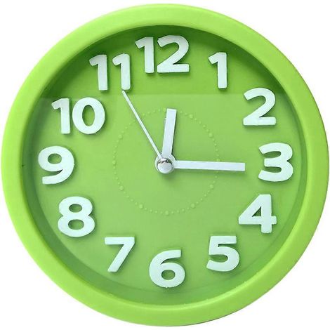 Réveil analogique silencieux, sans tic-tac, à piles, rond - Vert (1/5)
