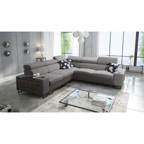 L-förmiges Ecksofa mit Schlaffunktion MELODY III, modern, luxuriös, Tauro/Freya Graphit/Dunkelgrau (1/5)