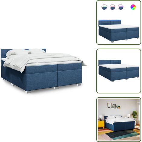 The Living Store Boxspringbett mit Matratze Blau 200x200 cm Stoff - Boxspringbett - Doppelbett - Schlafsystem - Liegekomfort - Federkernmatratze (1/5)