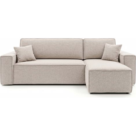 Canapé d'angle FARAH convertible réversible avec rangement en tissu - Beige (1/5)