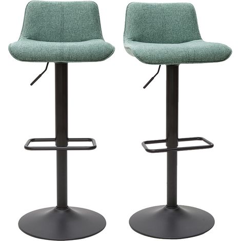Barhocker höhenverstellbar Stoff mit strukturiertem Samteffekt in Blassgrün und Metall (2er-Set) BOOST