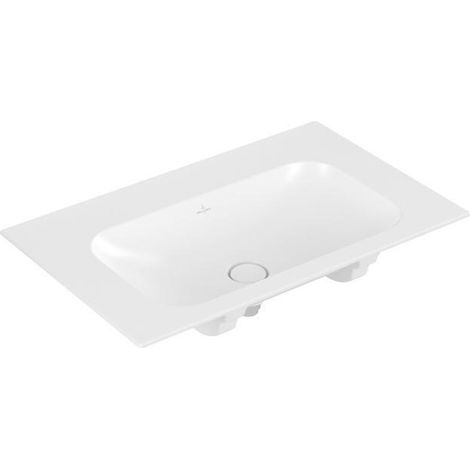 Meuble vasque rectangulaire VB Finion 800 x 500 mm sans bonde. Céramique Blanc Pierre Plus