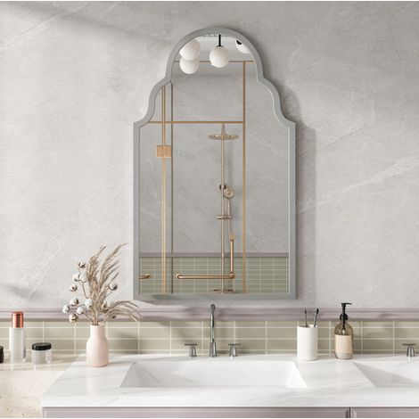 Miroir mural rectangulaire 61 x 101 cm argenté avec cadre métallique (1/5)