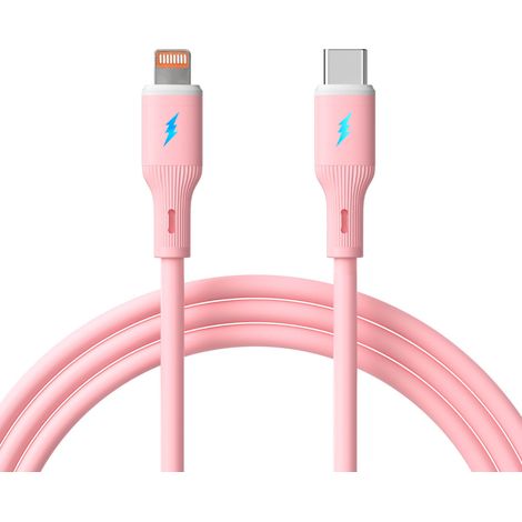 Cavo USB tipo C / Lightning da 1 m AK-USB-71 30W in silicone rosa (1/2)