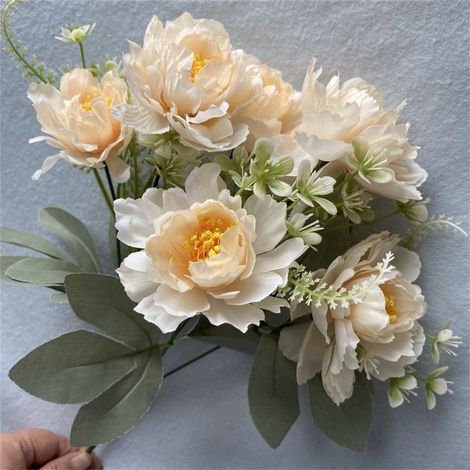Bouquet De Fleurs Artificielles - Pivoines Artificielles 6 Têtes - Décoration Intérieure Maison Hôtel Studio Photo - Lot De 1 (1/4)
