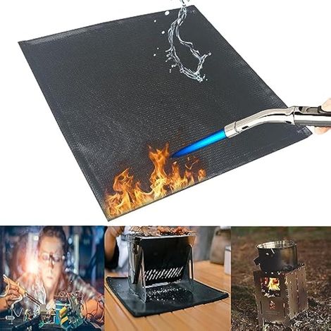 Tapis Ignifuge Tapis Anti Feu 30x30 cm Tapis Lgnifuge Résistant à la Chaleur Jusqu'à 900 °C Tissu Ignifugé Idéal comme pour Tapis Barbecue sous-Tapis de Bouilloire ou de Machine à Café (1/5)