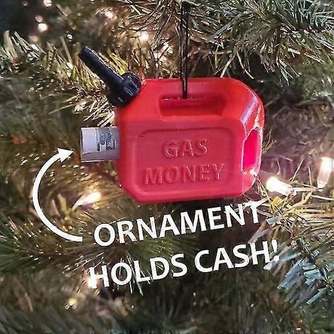décoration de Noël en forme de bidon d'essence (2023), en résine rouge, pour sapin de Noël. Porte-monnaie humoristique. (1/4)
