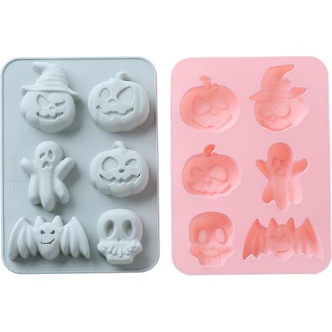 4 Moules silicone Halloween, motifs citrouille chauve-souris crâne fantôme, pour gâteau chocolat bonbon savon fête (1/5)