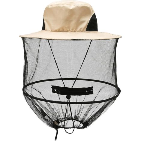 Faltbarer Imkerhut, Moskitonetz, schnelltrocknendes Netz zum Wandern, Campen, Imkern, Angeln (Beige) (1/5)