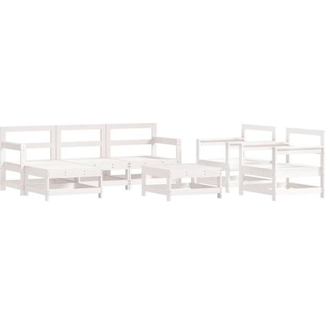 Maison Exclusive - Set Salotto da Giardino 7 pz Bianco in Legno Massello di Pino (1/5)
