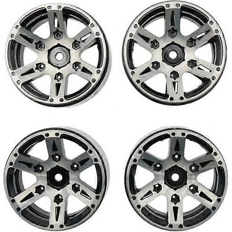 Lot de 4 jantes Beadlock en métal noir de 1,9" pour crawler RC SCX10. (1/5)