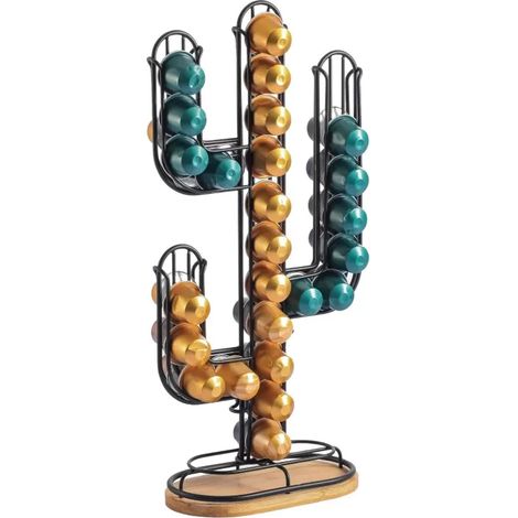 Distributeur de dosettes cactus design industriel Bois & Acier ELIE Noir mat MSV (1/5)