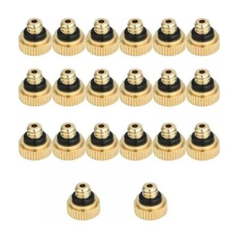 Lot de 20 buses de pulvérisation en laiton, buses de pulvérisation à économie d'eau, adaptées aux systèmes de refroidissement extérieurs, serres,0.2mm (1/5)