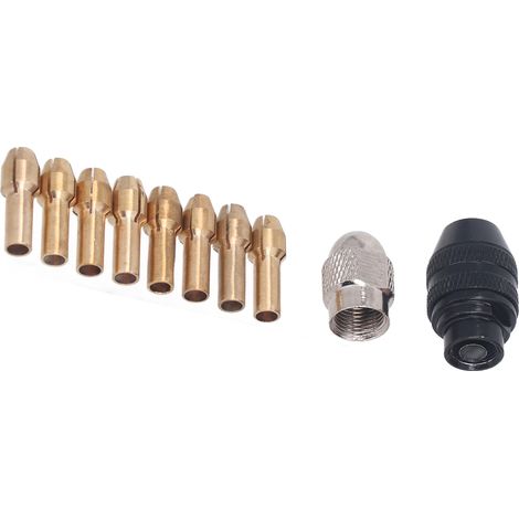 Mandrin à pince sans clé 1/32 à 1/8 pouce, adaptateur pour outil rotatif, 8 pinces en laiton et écrou, compatible Dremel (1/5)