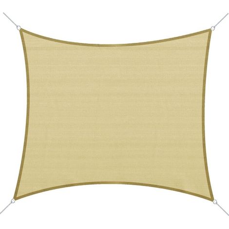 Outsunny – Voile d'ombrage rectangulaire 3x4m – HDPE 185g/m2 – Bloque 90% des UV – Micro perforé pour circulation d'air – Couleur sable (1/5)