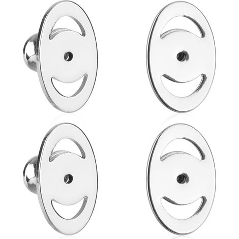 cierres para pendientes, botones perforados, broches para pendientes colgantes, cierres planos para pendientes grandes y pendientes de botón pesados (plata) (1/5)