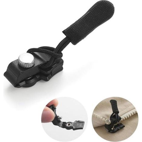 12 pièces Kit de réparation de fermetures à glissière universel, tête de curseur métallique, pour fermetures 3 5 8 en nylon plastique ou métal, usage quotidien (1/5)