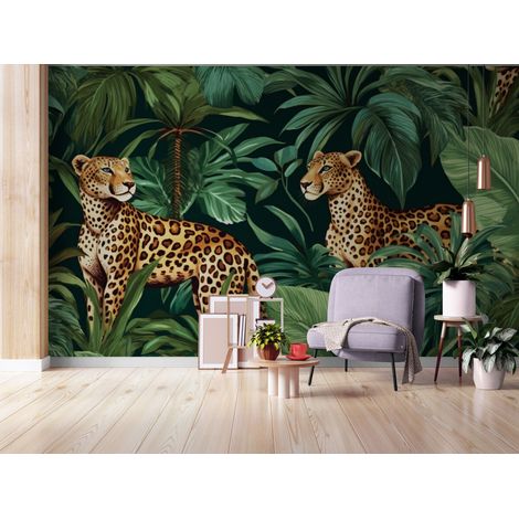Papier Peint Animaux - Léopards Tropicaux - 150 x 250 cm (1/2)