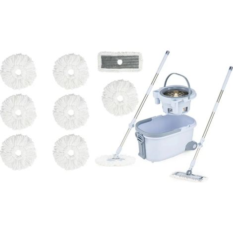 Mop & bucket set with 7 round mop covers & 1 rectangular mop cover (1/5)