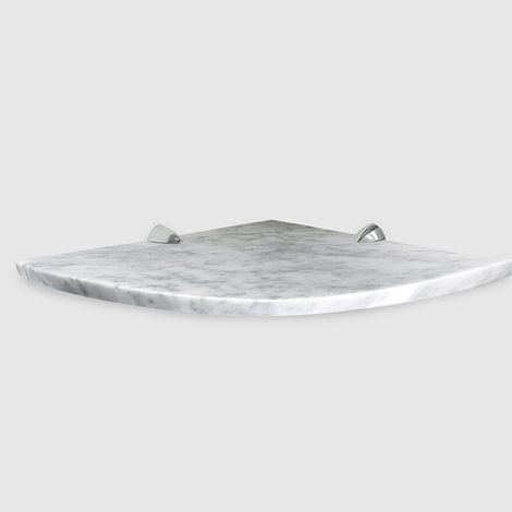 ALEDA STONE Quick Shelf mensola angolare in marmo naturale bianco carrara mat cm 22,9 con 2 reggimensola codice prod: BCAASQMA15 (1/2)