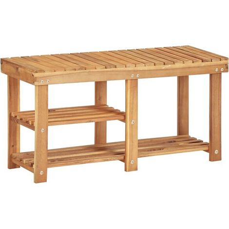 Étagère à chaussures, 90x32x46 cm, en bois d'acacia massif. (1/5)
