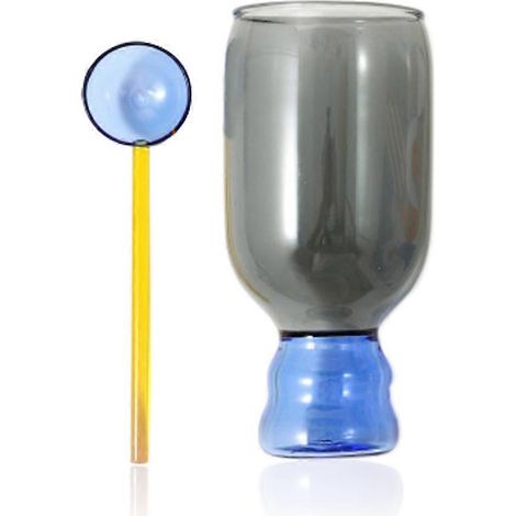 Verre à boissons, coupe à glace sur pied avec cuillère, pour jus, eau, salade de fruits, pudding, couleurs assorties - Style 2 (1/5)