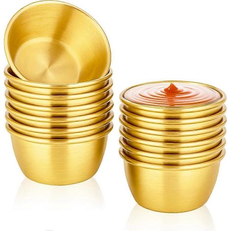 Lot de 12 coupelles à sauce en acier inoxydable, mini-soucoupes rondes pour ketchup et vinaigrette, 59 ml (1/5)