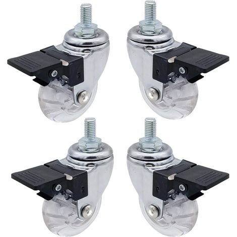 JSSEVN - swivel casters, with M8 x 15 threaded stems and ball bearings, with brake, for furniture, table, trolley, tool bag (1/4)