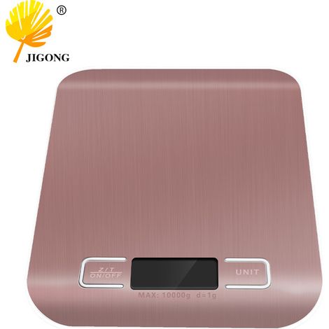 Balance électronique portable et précise pour la pâtisserie à domicile, avec un panneau en métal brossé, convenant aussi bien à la préparation des aliments qu'à la nourriture pour bébés.