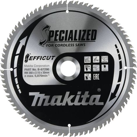 Makita B-67290 Lama circolare 260 x 30 x 2.15 mm Numero di denti: 80 1 pz.