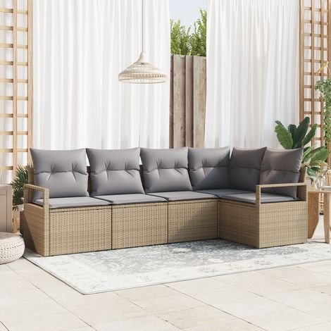 Sofa Set 5 Stk. Beige [Synthetisch]: Poly Rattan vidaXL (1/5)