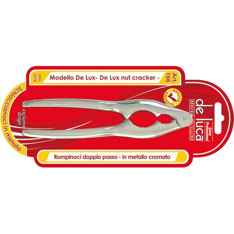 Schiaccianoci linea De Lux in metallo cromato rompinoci doppio passo in blister