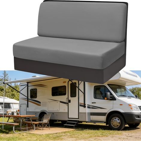 2 Pièces Housse De Siège, Élastique Jacquard, Velours Gris Foncé, Pour Caravane Et Camping-Car (1/5)