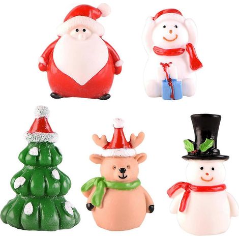 AURA Lot de 5 décorations de Noël pour aquarium, décoration de Noël en résine, sapin de Noël, Père Noël (1/5)