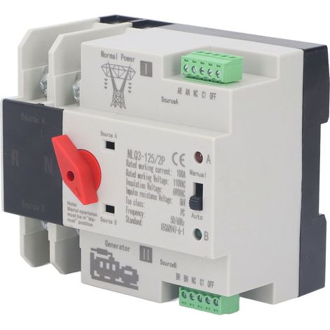 Commutateur de transfert automatique double alimentation 100 A, temps de réponse en millisecondes, assure une alimentation continue, 110 V CA (1/5)