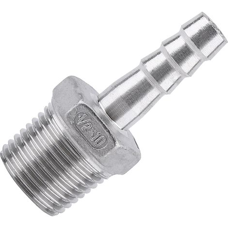 Raccord de tuyau de carburant à barbes BSP, connecteur en acier inoxydable (1/2" x 10 mm) (1/5)