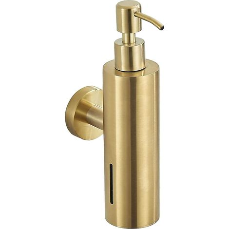 Distributeur Savon Mural Acier Inox 300ml Or Brossé 1 Unité Salle de Bain Élégant (1/4)