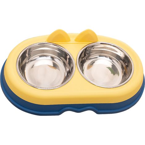 Gamelle Double Pour Chien Et Chat - Acier Inoxydable 304 - Base Antidérapante En PP - Convient Pour Chiens Chats Lapins - Lot De 1 (1/5)