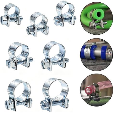 Un ensemble de 120 colliers de serrage en acier inoxydable, réglables de 7 à 18 mm, en 10 tailles, colliers de serrage métalliques adaptés aux applications de plomberie, automobiles, de carburant et d (1/5)