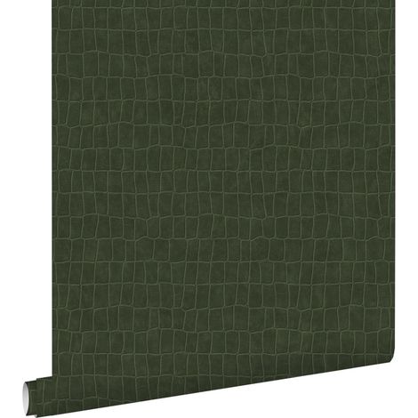 papier peint peau de crocodile vert olive grisé - ESTAhome (1/5)