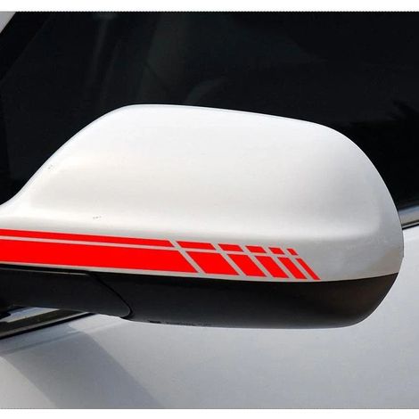 (rouge) Autocollants pour rétroviseur de voiture extensibles, résistants à la pluie, décoratifs et personnalisés, à coller sur le rétroviseur, bloquent les rayures et les autocollants réfléchissants. (1/4)