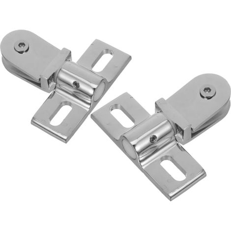1 Set Bathroom Interior Cabinet Hinges Shower Silver Alloy Clamp Glass (1/5)