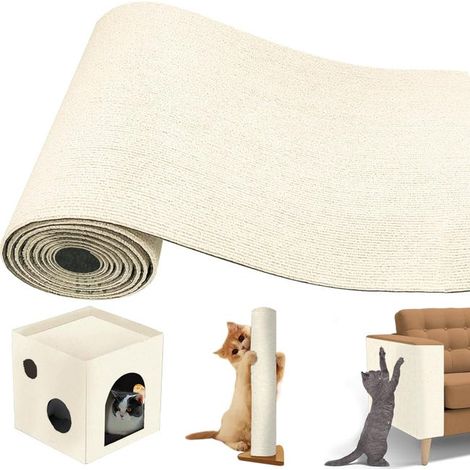 Alfombrilla rascadora autoadhesiva para gatos, protector de sofá para gatos, antiarañazos, 40 × 200 cm, rascador para gatos, protector de muebles, beige (1/5)