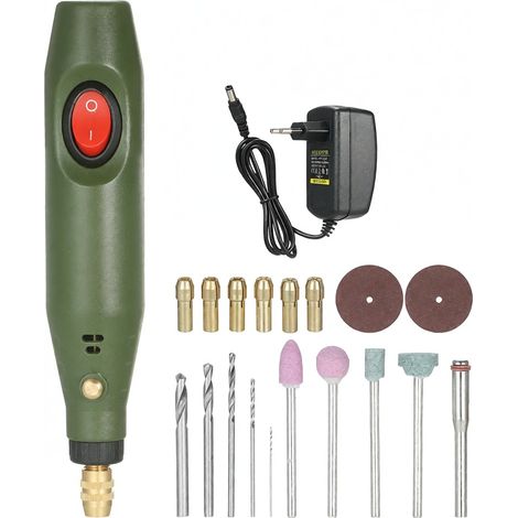 Mini taladro eléctrico de 87 g, herramienta rotativa de 18000 RPM, 19 accesorios, kit de grabado en madera para la fabricación de joyas DIY. (1/5)